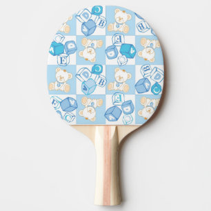 Teddy bear checked pattern ping pong paddle