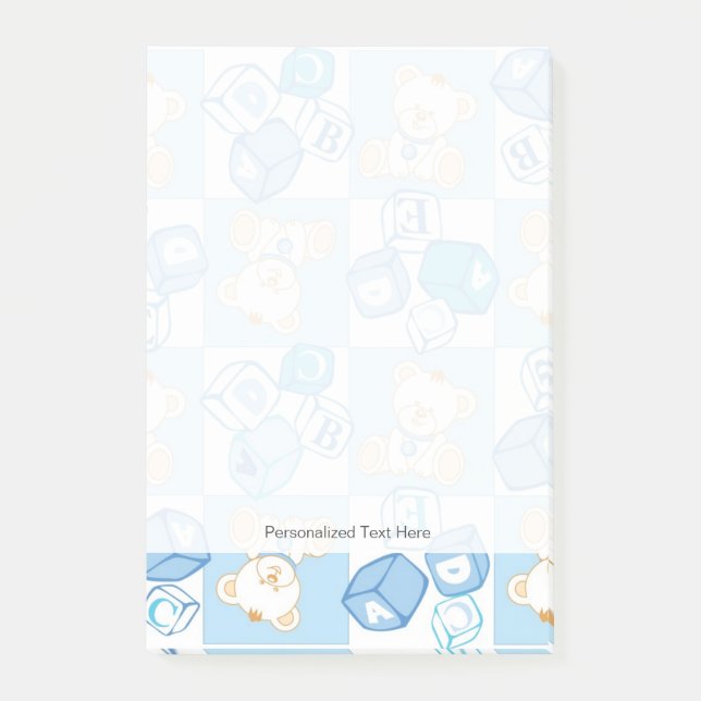 Teddy bear checked pattern post-it notes (Front)