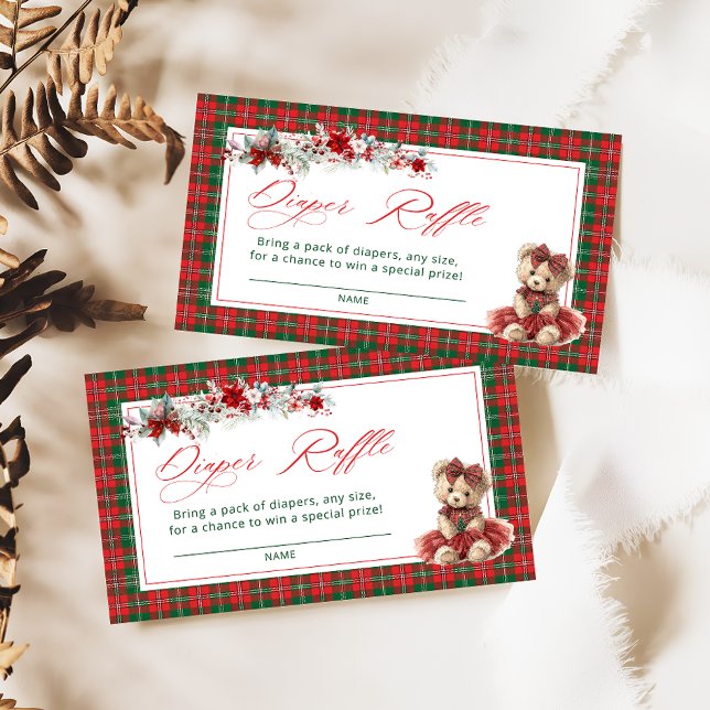 Teddy Bear Christmas Diaper Raffle Enclosure Card (Creator Uploaded)