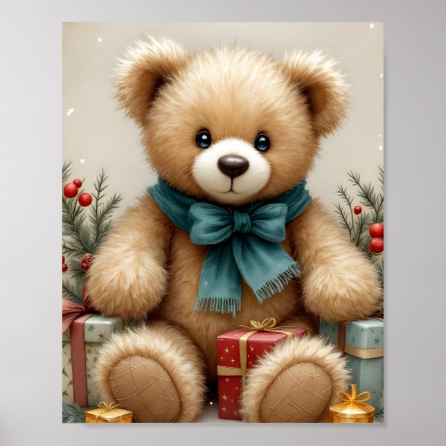 Teddy Bear Christmas Digital Poster (Front)