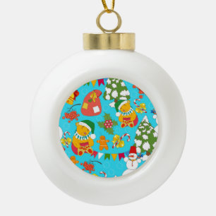 Teddy Bear Christmas: Kid-Friendly Pattern. Ceramic Ball Christmas Ornament