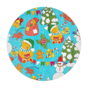 Teddy Bear Christmas: Kid-Friendly Pattern. Cutting Board