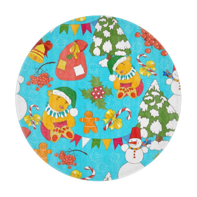 Teddy Bear Christmas: Kid-Friendly Pattern. Cutting Board (Front)