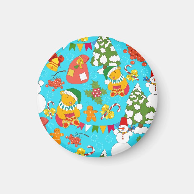 Teddy Bear Christmas: Kid-Friendly Pattern. Magnet (Front)