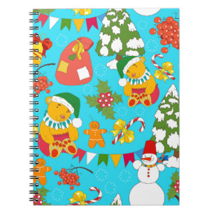 Teddy Bear Christmas: Kid-Friendly Pattern. Notebook