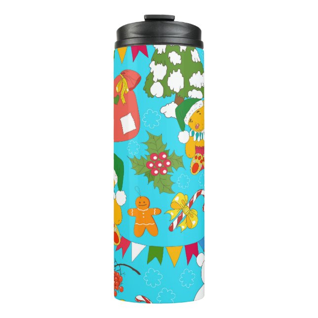 Teddy Bear Christmas: Kid-Friendly Pattern. Thermal Tumbler (Front)