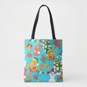 Teddy Bear Christmas: Kid-Friendly Pattern. Tote Bag