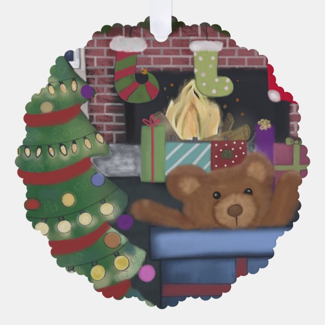 Teddy Bear Christmas Tree Decoration Card (Front)