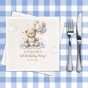 Teddy Bear Cloud – 3rd Birthday Party Decor Napkin