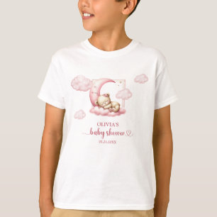 Teddy bear cloud nine pink girl baby shower T-Shirt