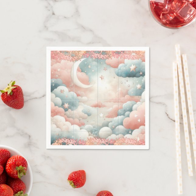 Teddy Bear clouds and moon Seating Chart  Napkin (Insitu)