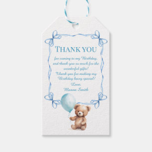 Teddy Bear Colourful Balloon Beary First Birthday Gift Tags