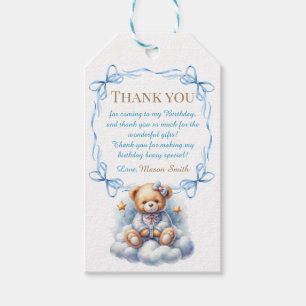 Teddy Bear Colourful Balloon Beary First Birthday Gift Tags