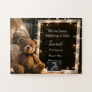 Teddy Bear Cosy Night Pregnancy Announcement  Jigsaw Puzzle