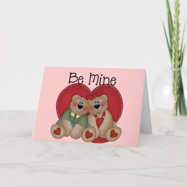 Teddy Bear Couple - Be Mine Valentine's Day Card (Front)