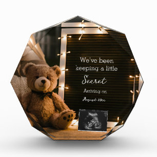 Teddy Bear Cozy Night Pregnancy Announcement gift Photo Block