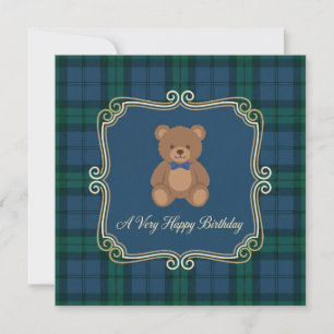 Teddy Bear Cub Tartan Plaid Birthday