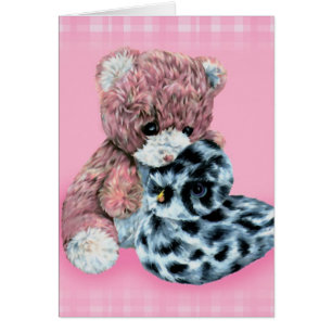 Teddy bear cuddles pink everyday baby or kids card