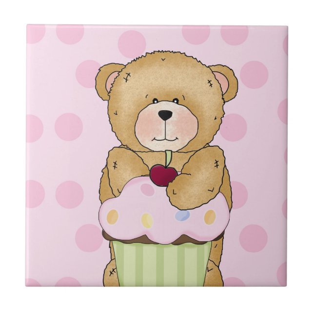 Teddy Bear Cupcake Party Tile (Front)