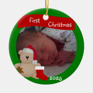 Teddy Bear Custom First Christmas Ornament