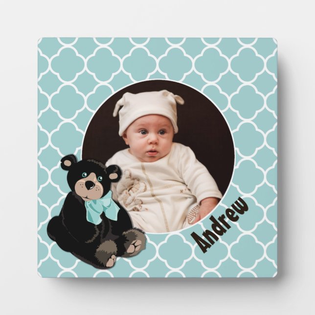 Teddy Bear Custom Photo Plaque with Stand (Front)