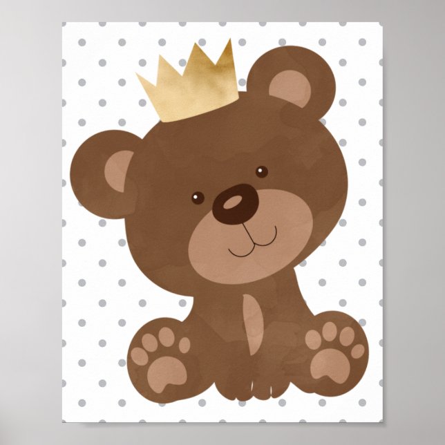 Teddy Bear Cute Baby Boy Nursery Wall Art Gift (Front)