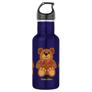 Teddy Bear Cute Kids Water Bottle with Name