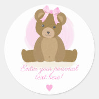 Teddy Bear Cute Pink Hair Bow Baby Girl Shower