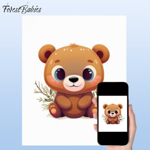 Teddy Bear Cute White Whimsical Woodland Animal 🧸 Poster