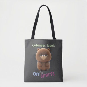 Teddy Bear Cuteness Level Cute Adorable Funny Tote Bag