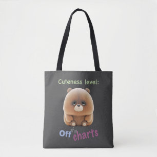 Teddy Bear Cuteness Level Cute Adorable Funny Tote Bag