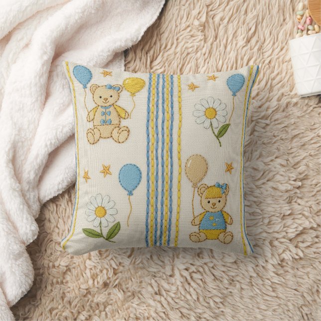 Teddy Bear Daisy Garden Pattern (10) Cushion (Blanket)