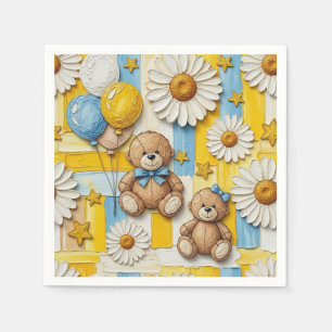 Teddy Bear Daisy Garden Pattern (11) Napkin