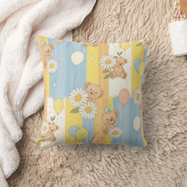 Teddy Bear Daisy Garden Pattern (12) Cushion (Blanket)