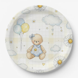 Teddy Bear Daisy Garden Pattern (15) Paper Plate