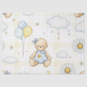 Teddy Bear Daisy Garden Pattern (15) Tissue Paper