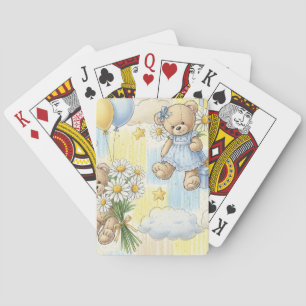 Teddy Bear Daisy Garden Pattern (2) Playing Cards