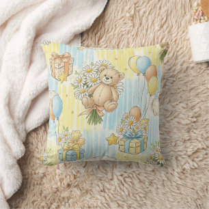 Teddy Bear Daisy Garden Pattern (3) Cushion