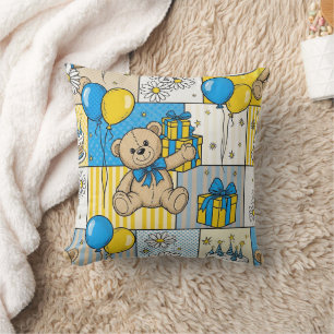 Teddy Bear Daisy Garden Pattern (4) Cushion