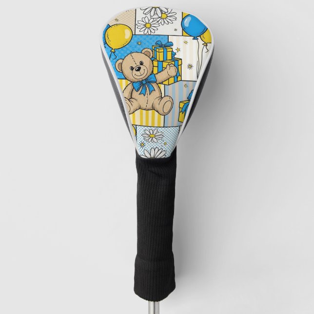 Teddy Bear Daisy Garden Pattern (4) Golf Head Cover (Front)