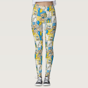 Teddy Bear Daisy Garden Pattern (4) Leggings