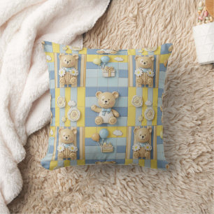 Teddy Bear Daisy Garden Pattern (7) Cushion