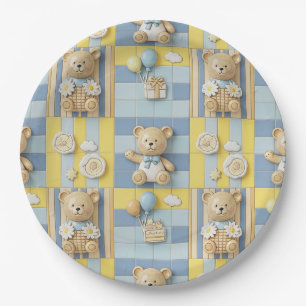 Teddy Bear Daisy Garden Pattern (7) Paper Plate