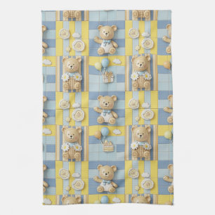 Teddy Bear Daisy Garden Pattern (7) Tea Towel