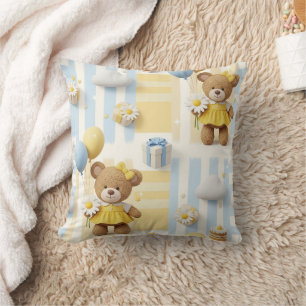Teddy Bear Daisy Garden Pattern (8) Cushion