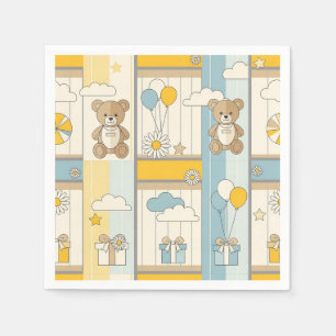 Teddy Bear Daisy Garden Pattern (9) Napkin