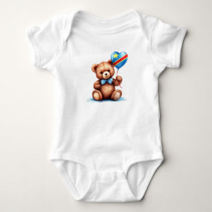 teddy bear & Democratic Republic of the Congo flag Baby Bodysuit