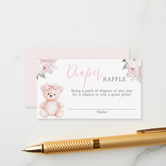 Teddy Bear Diaper Raffle Card (Front/Back In Situ)