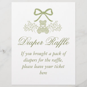 Teddy Bear Diaper Raffle Sign   Baby Shower Flyer