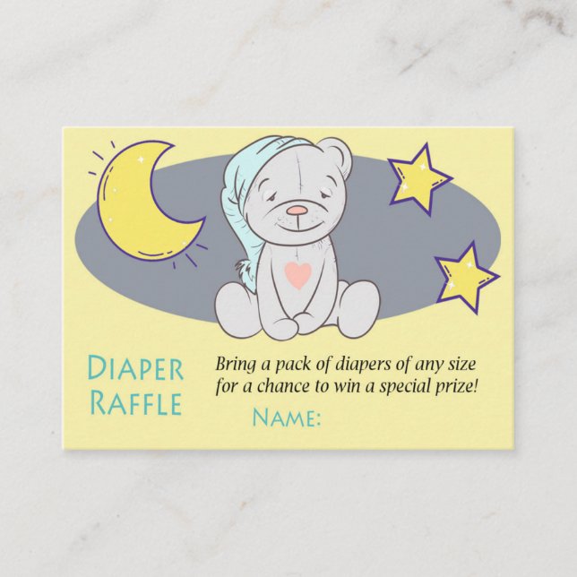 Teddy bear Diaper Raffle Tickets (Front)